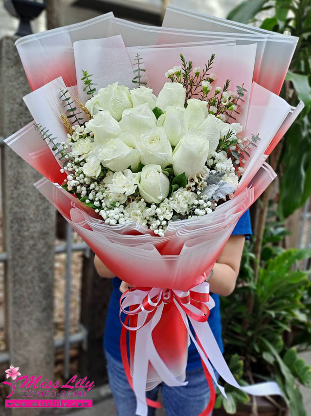 White Rose Valentine Bouquet