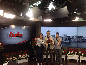 Decorated press room on Valentines Day